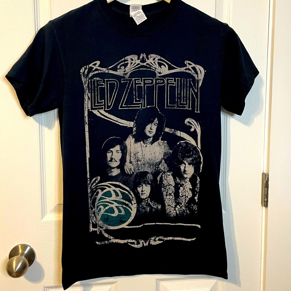Gildan black retro style Led Zeppelin graphic band tee unisex sz S